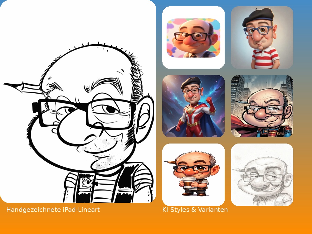 iPad-Karikaturen 2026-Pur oder mit KI-Styles