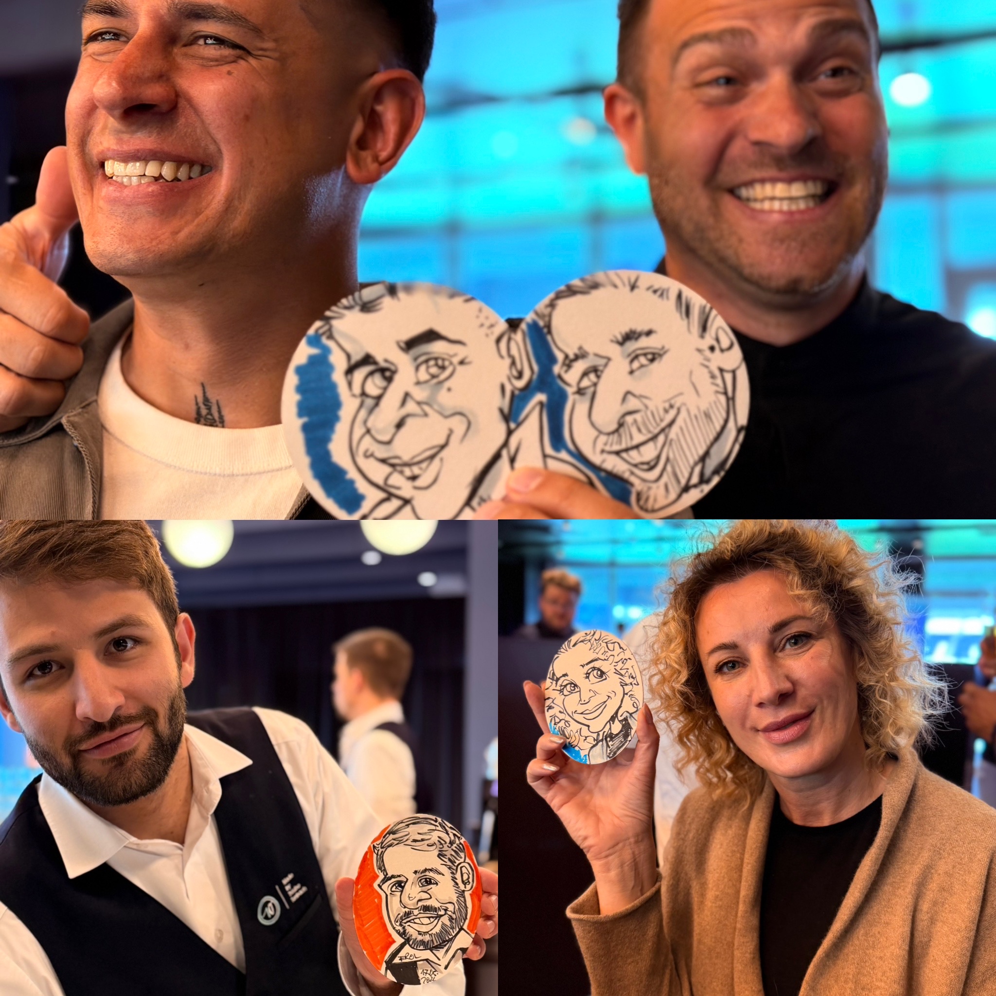 Live gezeichnete Bierdeckel-Karikaturen beim KSC-Saisonfinale gegen den VfL Bochum im Wildparkstadion.