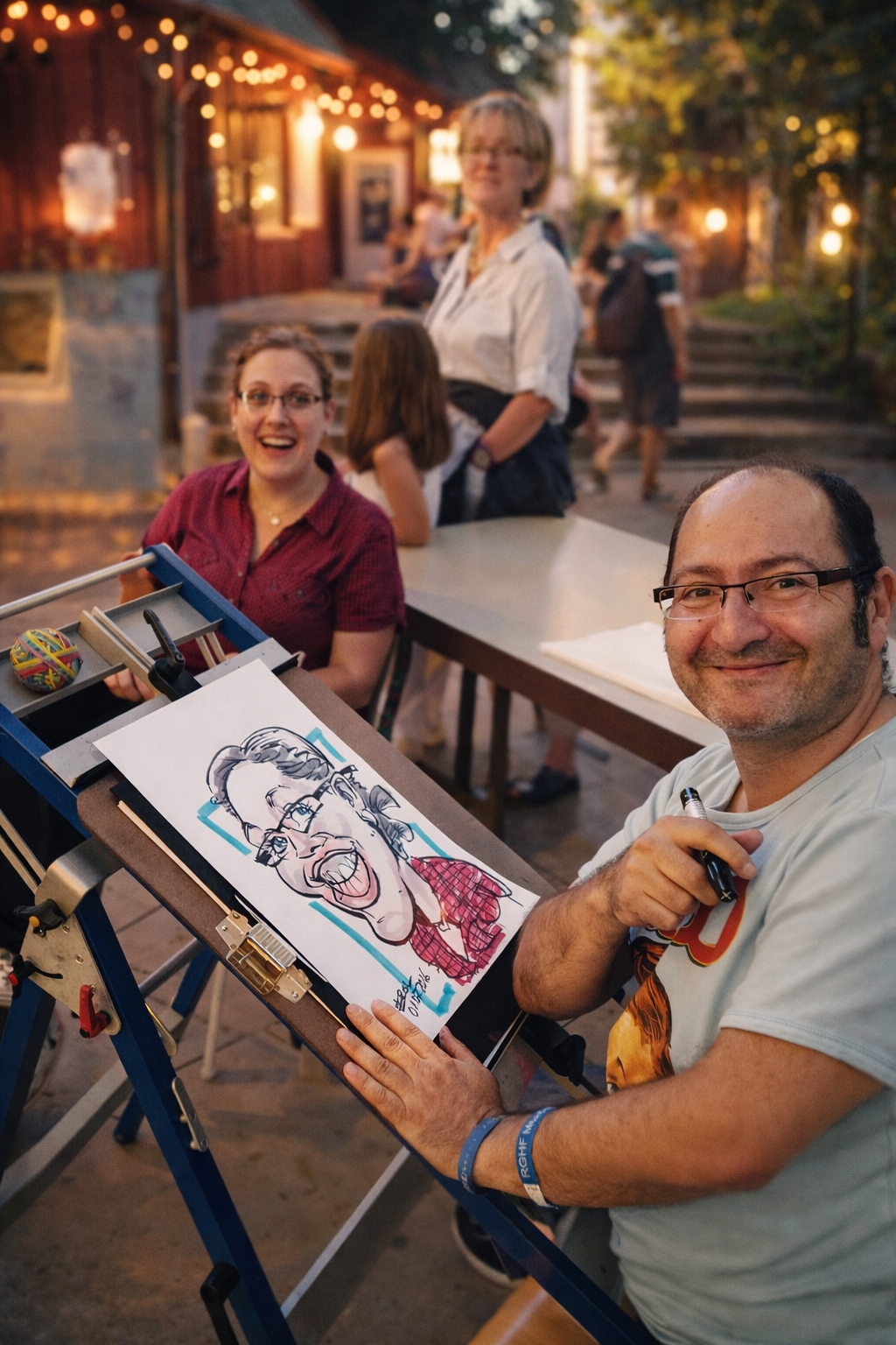 Klassische Karikaturen live gezeichnet