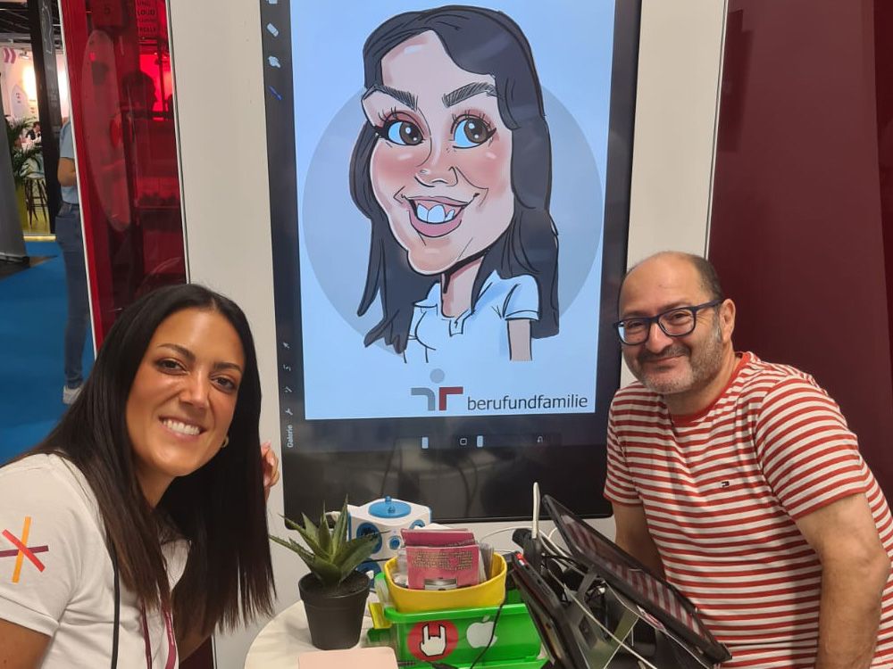 Ipadkarikatur Messestand Attraktion