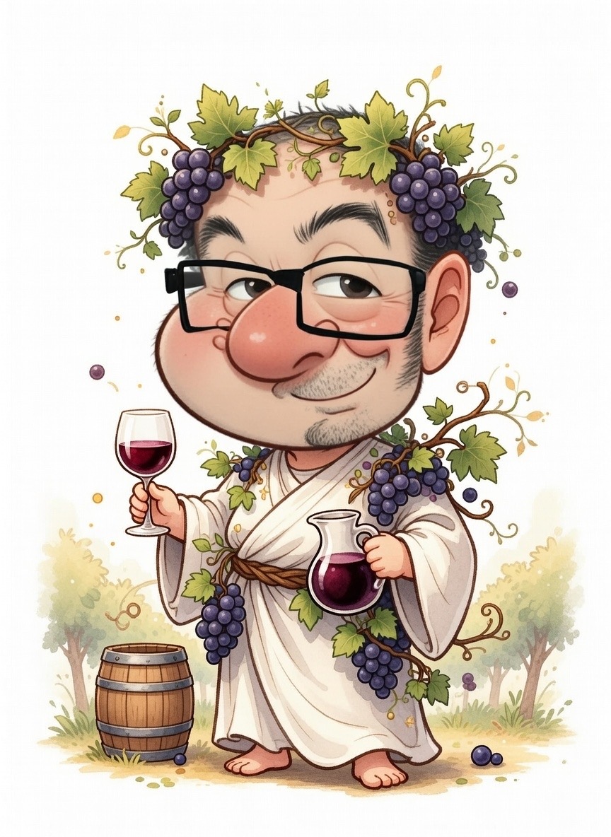 Karikaturist Erol als Weingott