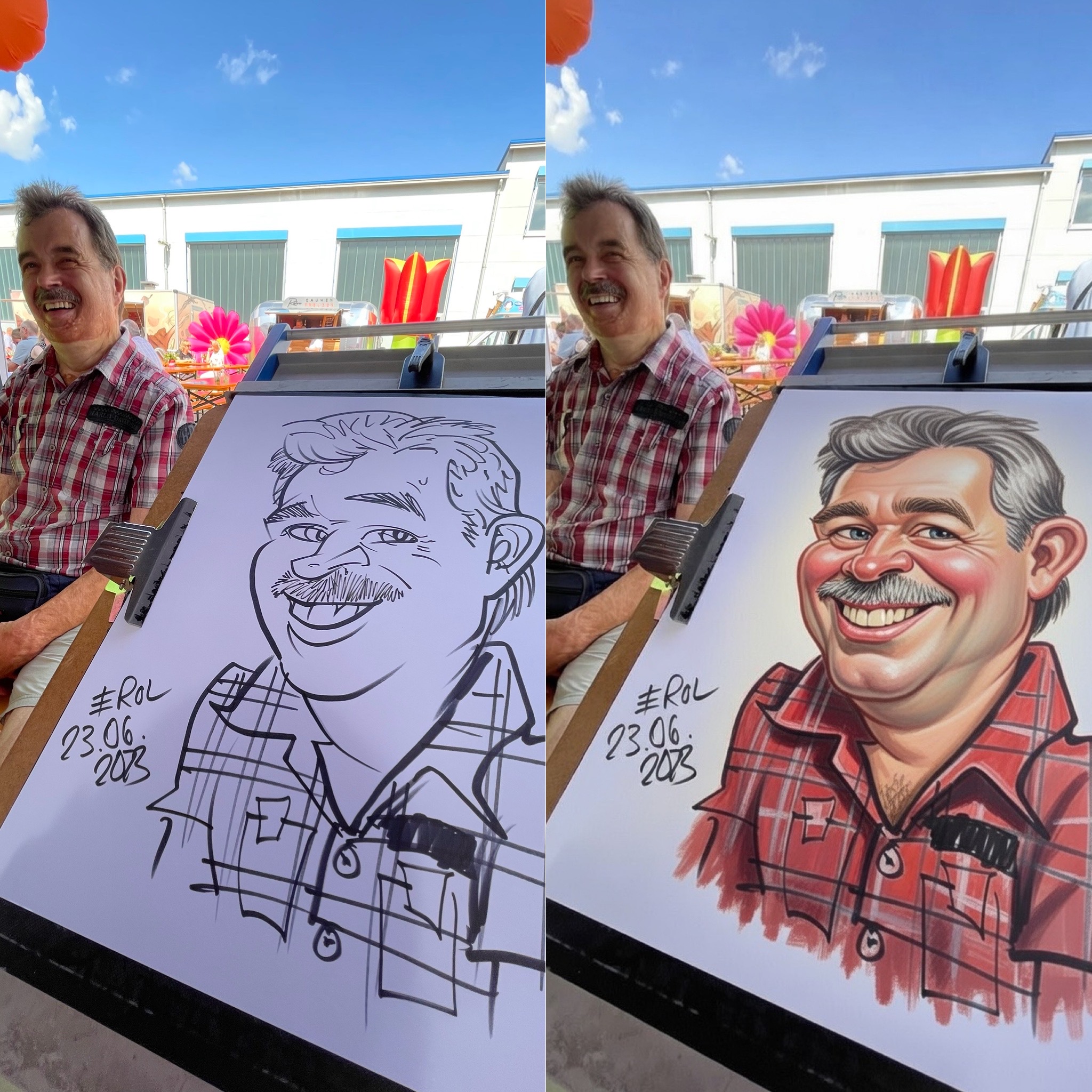 Eine klassische Karikatur wird dank KI zur farbigen Illustration